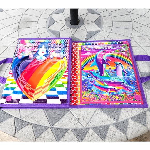 Lisa Frank Vibrant Multicolor Tikanni Wolf Art Activity Tri Fold Binder Set - Picture 6 of 13